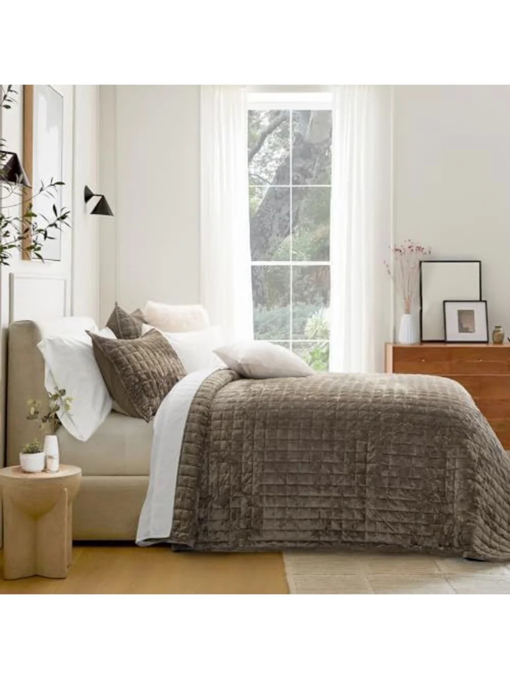 Luxury Velvet Quilt Set - Mocha Brown King Bedding